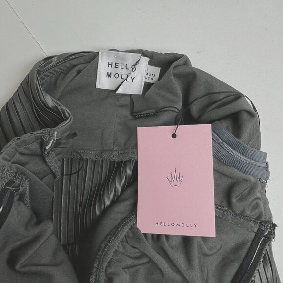 Hello Molly Pleated Corset Mini Dress Y2K Fairygrunge Metallic Babydoll NWT - Picture 4 of 8